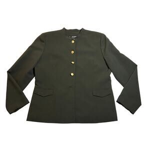 Levine Classics Women's High Neck Power Blazer Jacket Crest Buttons Size 14